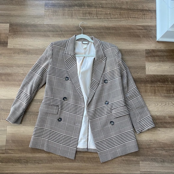 oversized brown striped blazer jacket